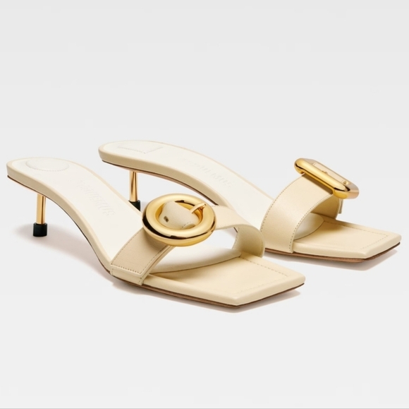 Jacquemus geometric buckle  mule slides  Les Sandales Regalo Basses Size 38 - Picture 2 of 13